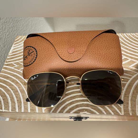 Ray-Ban Accessories - Ray Ban Hexagonal Flat Polarized Gold